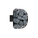 View from above of Helo Laine STJ black sauna heater showing sauna rocks