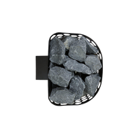 View from above of Helo Laine STJ black sauna heater showing sauna rocks