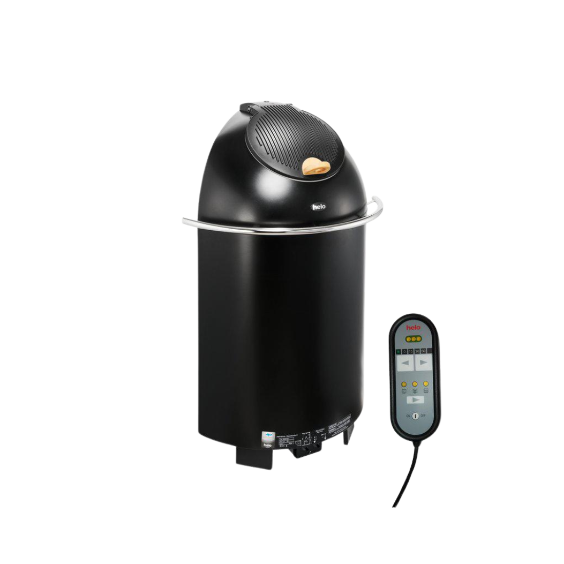 Helo Saunatonttu sauna heater with attached control side angle