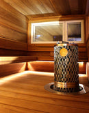 Iki Pillar sauna heater embedded in a sauna floor