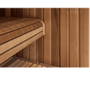 Wooden sauna interior with benches and paneling using Western Red Cedar Square Dressed Pencil Round 30mm thick timber profile