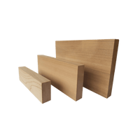 three pieces of different sized square dressed western red cedar timber  30mm thick
