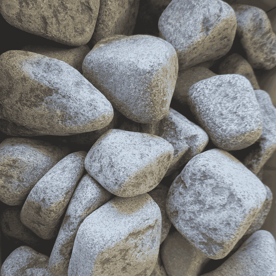 rounded grey sauna stones smooth