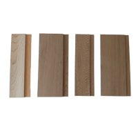 Four pieces of Western Red Cedar Shiplap style lining board with four different widths and thicknesses