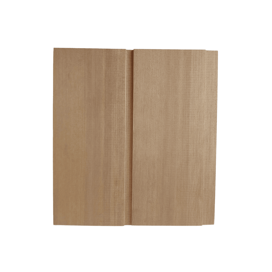 Two pieces of Western Red Cedar Shiplap style lining board connected together